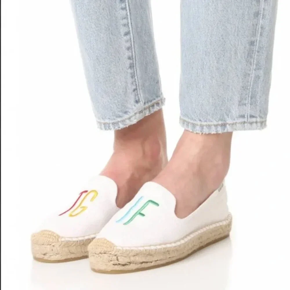 Soludos “TGIF” Canvas and Jute Espadrille Slip-Ons